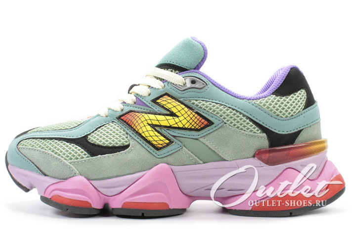 Кроссовки New Balance 9060 Warped Multi-Color Green Mint Pink U9060WRB бирюзово-мятные