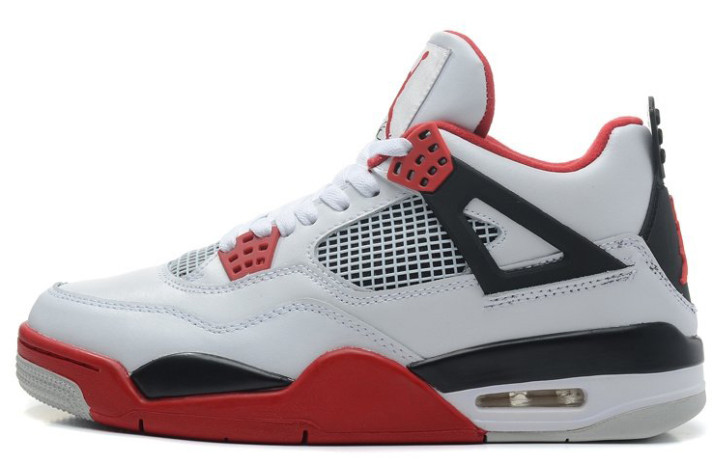 Кроссовки Nike Air Jordan 4 (IV) White Varsity Red 308497-110 белые, кожаные