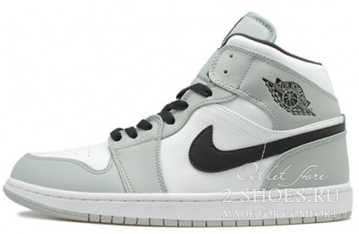 Кроссовки Nike Air Jordan 1 Mid Winter Light Smoke Grey  серые, кожаные