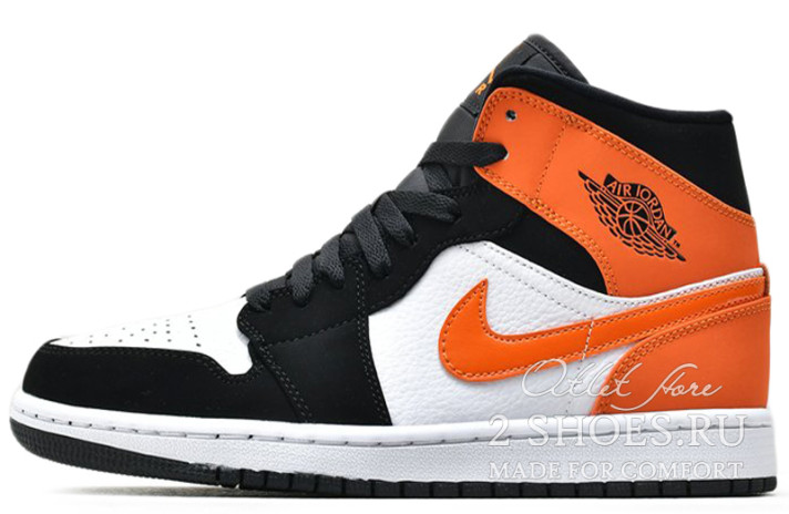 Кроссовки Nike Air Jordan 1 Mid Shattered Backboard 554725-058 белые, черные