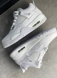 Кроссовки Nike Air Jordan 4 (IV) White GS 25th Anniversary живое фото 1