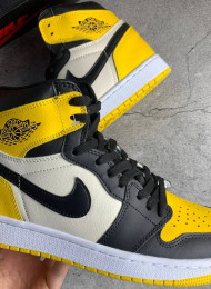 Кроссовки Nike Air Jordan 1 High Yellow Toe живое фото 4