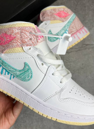 Кроссовки Nike Air Jordan 1 Mid SE GS Paint Drip живое фото 3